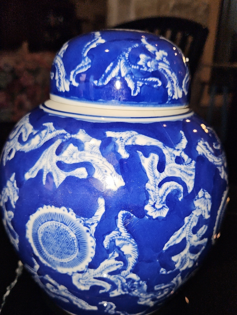Blue and White Decorative Ginger Jar Fine Porcelain - Home Art